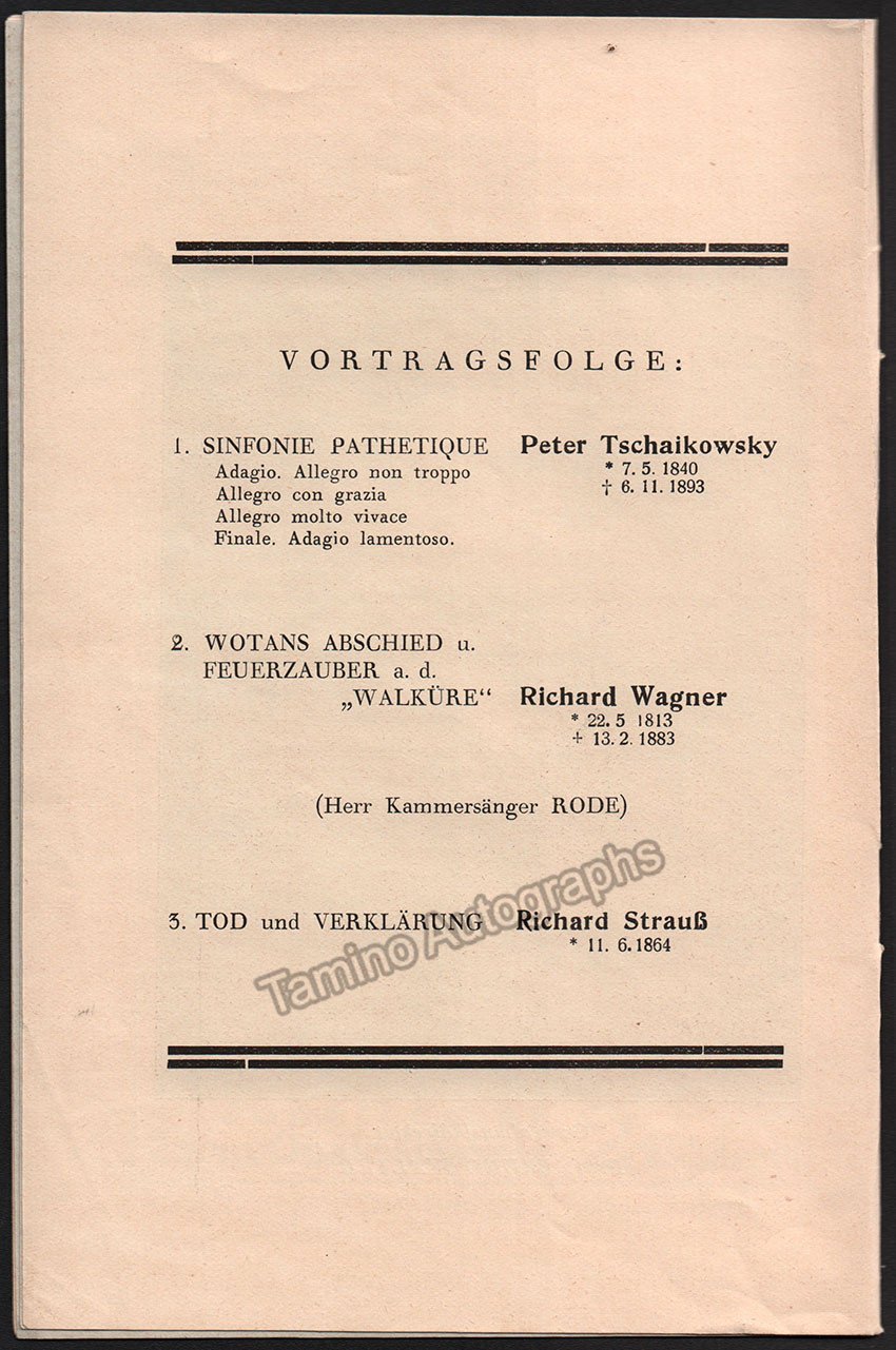 Walter, Bruno - Program Lot 1929-1934 - Tamino
