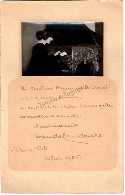 Landowska, Wanda - Large Photograph Signed 1935