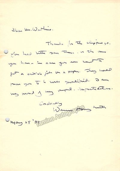 Storey Smith, Warren - Autograph Letter Signed + 2 Typed Letter Signed