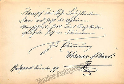 Alberti, Werner - Autograph Note Signed 1899