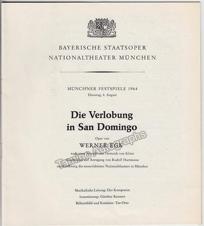 Egk, Werner - Program Die Verlobung in San Domingo 1964