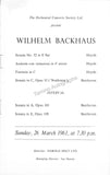 Backhaus, Wilhelm - Signed Program London 1961