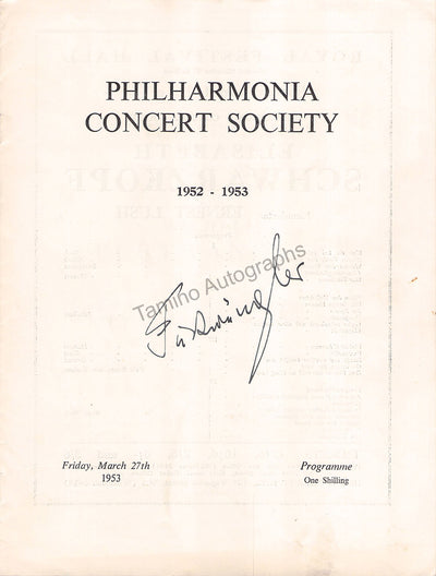 Furtwangler, Wilhelm - Signed Program London 1953