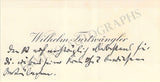 Furtwangler, Wilhelm - Handwritten Business Card