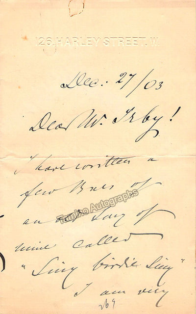 Ganz, Wilhelm - Autograph Letter Signed 1903