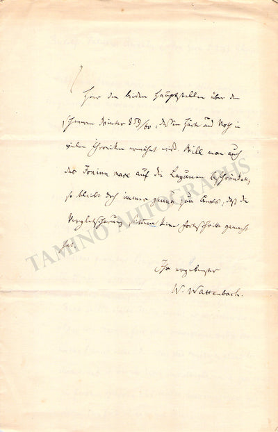 Wattenbach, Wilhelm - Autograph Note Signed