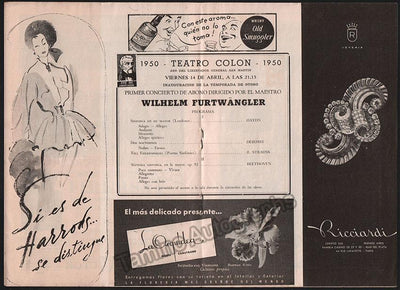 Furtwangler, Wilhelm - Teatro Colón Program, 1950