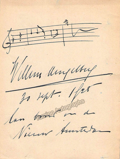 Mengelberg, Willem - Autograph Music Quote Signed 1928