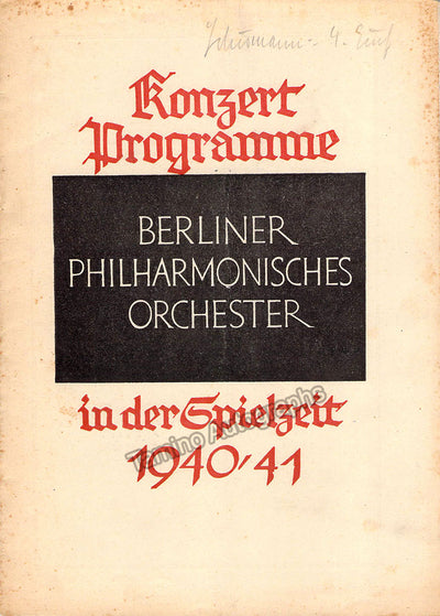 Mengelberg, Willem - Concert Program Berlin 1940