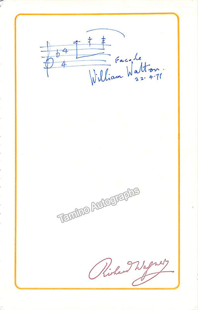 Walton, William - Autograph Music Quote Signed 1977