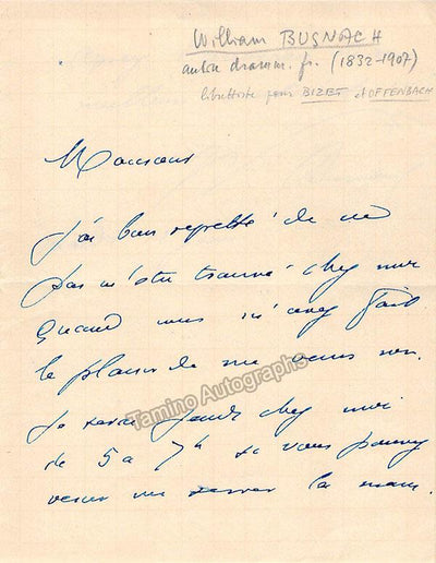 Busnach, William - Autograph Note Signed
