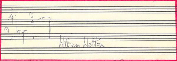 Walton, William - Autograph Music Quote Signed