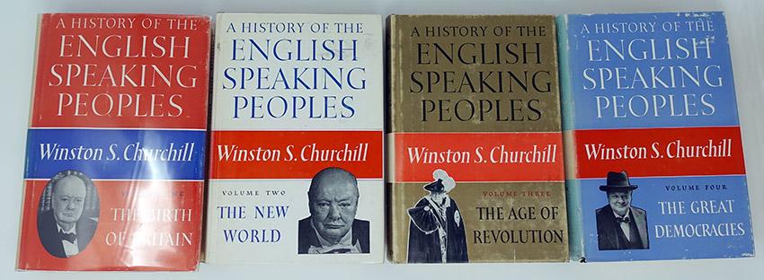 Churchill, Winston - Signed Book "A History of the English Speaking Peoples" (4 Volumes) - Tamino