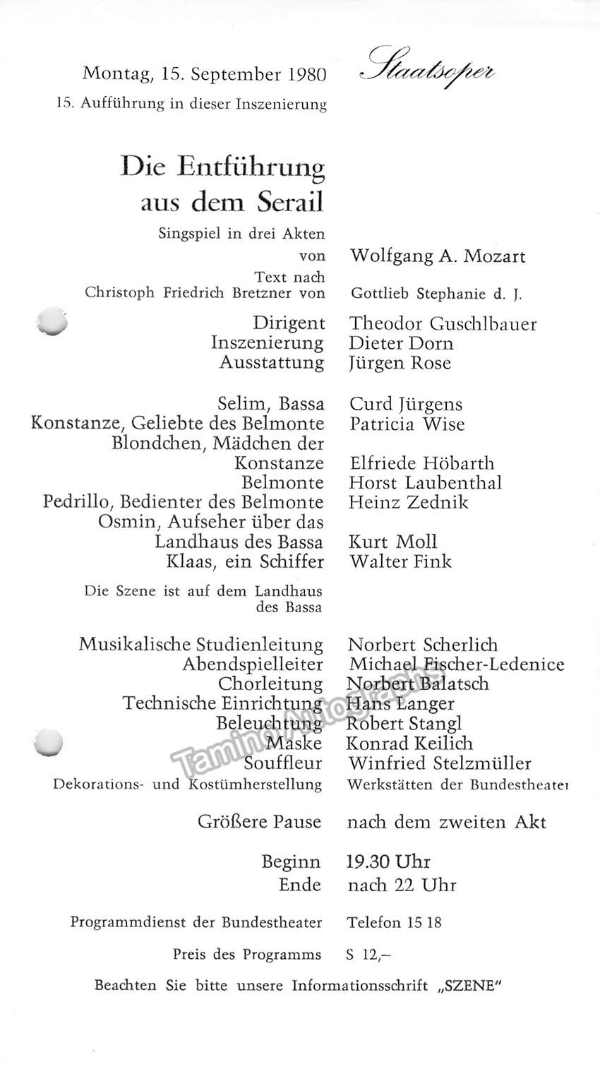 Vienna State Opera - Lot of 10 Signed Programs 1979-1981 - Tamino