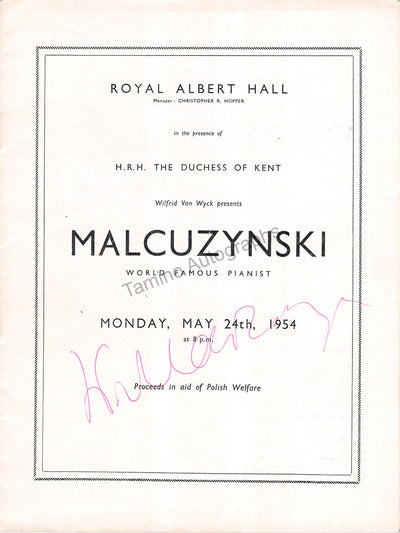 Malcuzynski, Witold - Signed Program London 1954