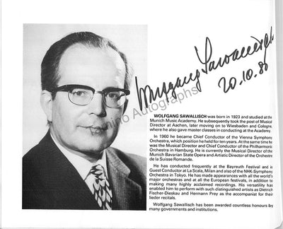 Sawallisch, Wolfgang - Signed Program London 1980