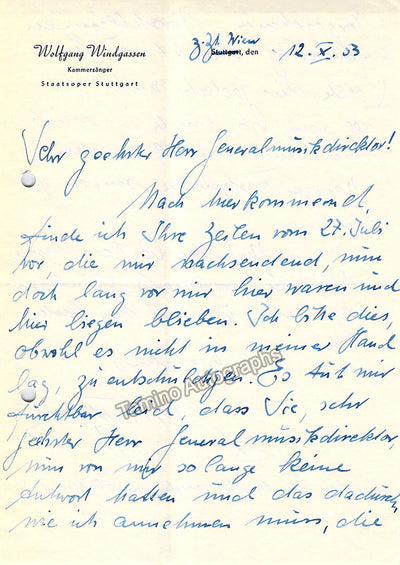 Windgassen, Wolfgang - Lot of 2 Typed Letters Signed + 1 Autograph Letter Signed
