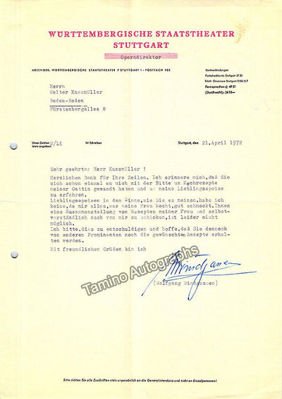 Windgassen, Wolfgang - Typed Letter Signed 1972
