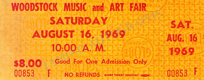 Woodstock Festival - Original Festival Ticket 1969