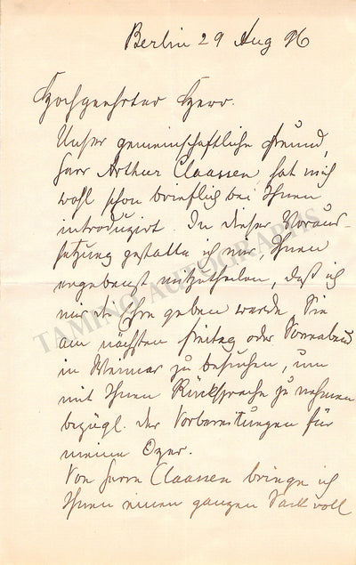 Scharwenka, Xaver - Autograph Letter Signed & Autograph Note