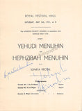 Menuhin Yehudi & Hephzibah - Double Signed Program London 1951