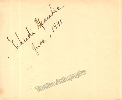 Menuhin, Yehudi - Signed Album Page 1941 + Signatures of Ettore Panizza and Maria Barrientos