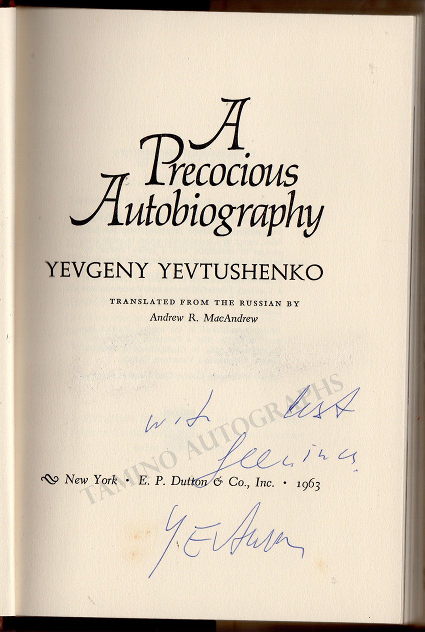 Yevtushenko, Yevgeny - Signed Book "A Precocious Autobiography" - Tamino