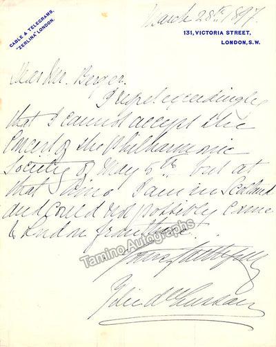Lussan, Zelie de - Autograph Note Signed 1897