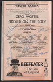 Mostel, Zero - Signed Fiddler on the Roof program with six additional signatures