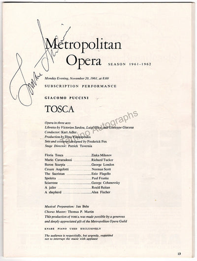 Metropolitan Opera - Signed Opera Programs 1959-1969 (Various Autographs)