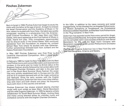 Zukerman, Pinchas - Signed Program Leeds 1979