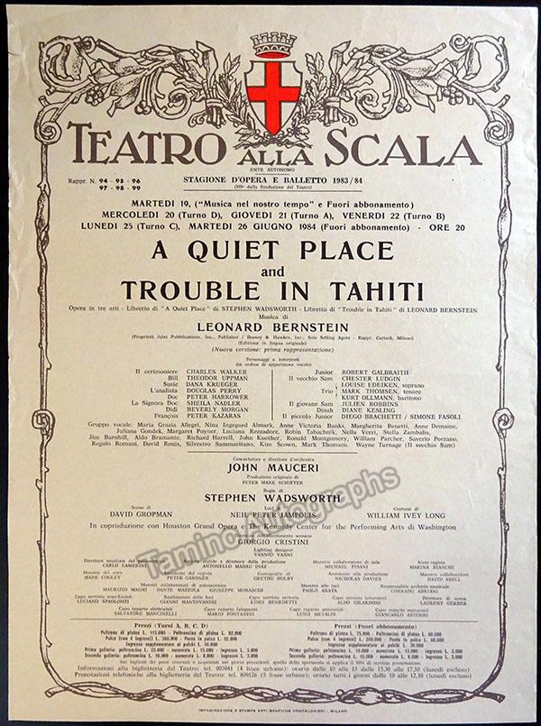 A Quiet Place & Trouble in Tahiti - La Scala Playbill Program - Tamino