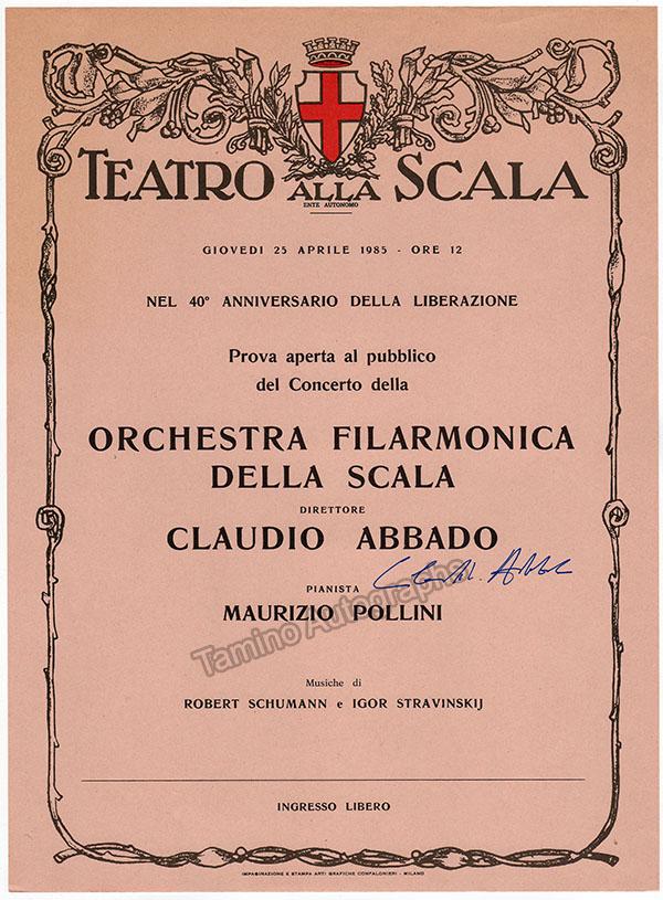 Abbado, Claudio - Signed Playbill Program 40th Anniversary Liberation 1984 - Tamino