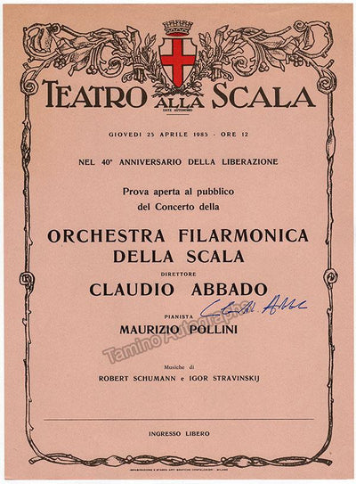 Abbado, Claudio - Signed Playbill Program 40th Anniversary Liberation 1984