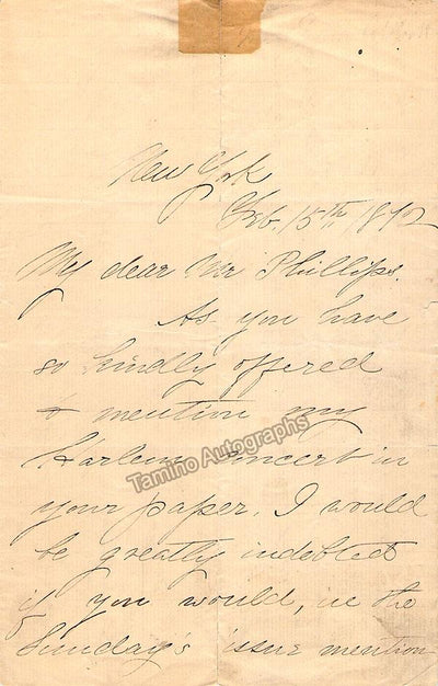 Abbott, Emma - Autograph Letter Signed 1872