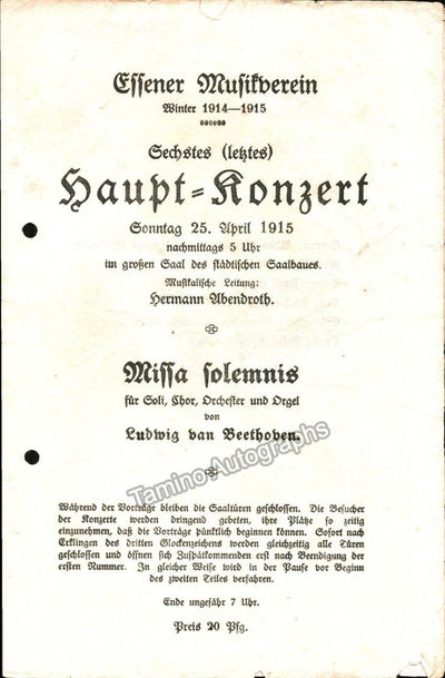 Abendroth, Hermann - 4 Concert Programs 1913-1916