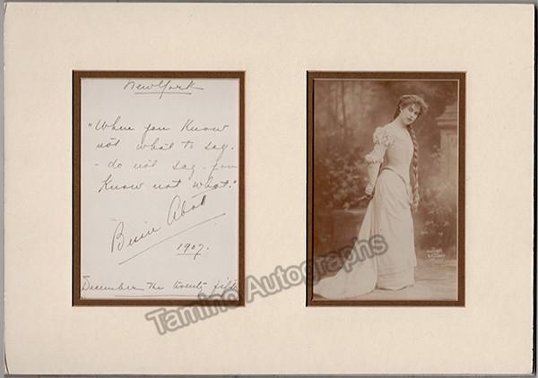 Abott, Bessie - Autograph Quote Signed 1907 - Tamino