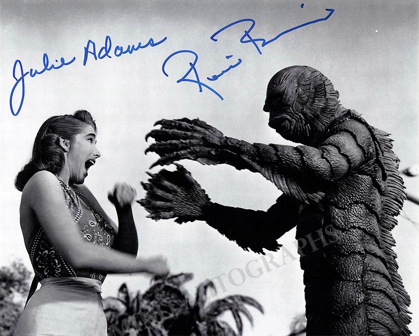 Adams, Julie - Browning, Ricou - Double Signed Photo in "Creature of the Black Lagoon"