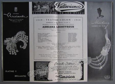 Adriana Lecouvreur - T. Colon program 1948 Gigli, Caniglia