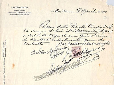 Agostinelli, Adelina - Signed Receipt 1910