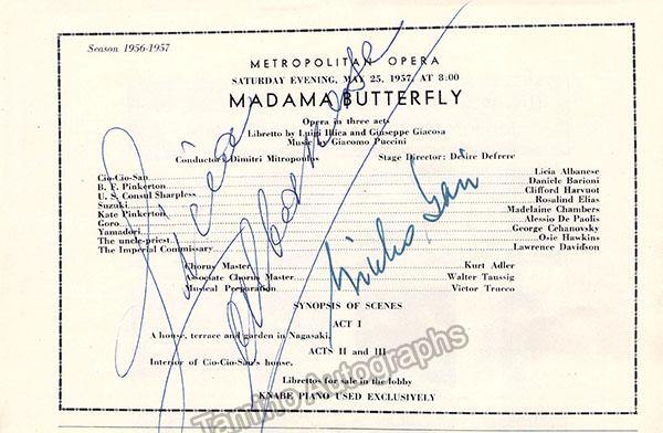 Albanese, Licia - Signed Program Clip Madama Butterfly 1957 - Tamino