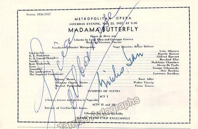 Albanese, Licia - Signed Program Clip Madama Butterfly 1957