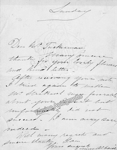 Albani, Emma - Autograph Letter Signed