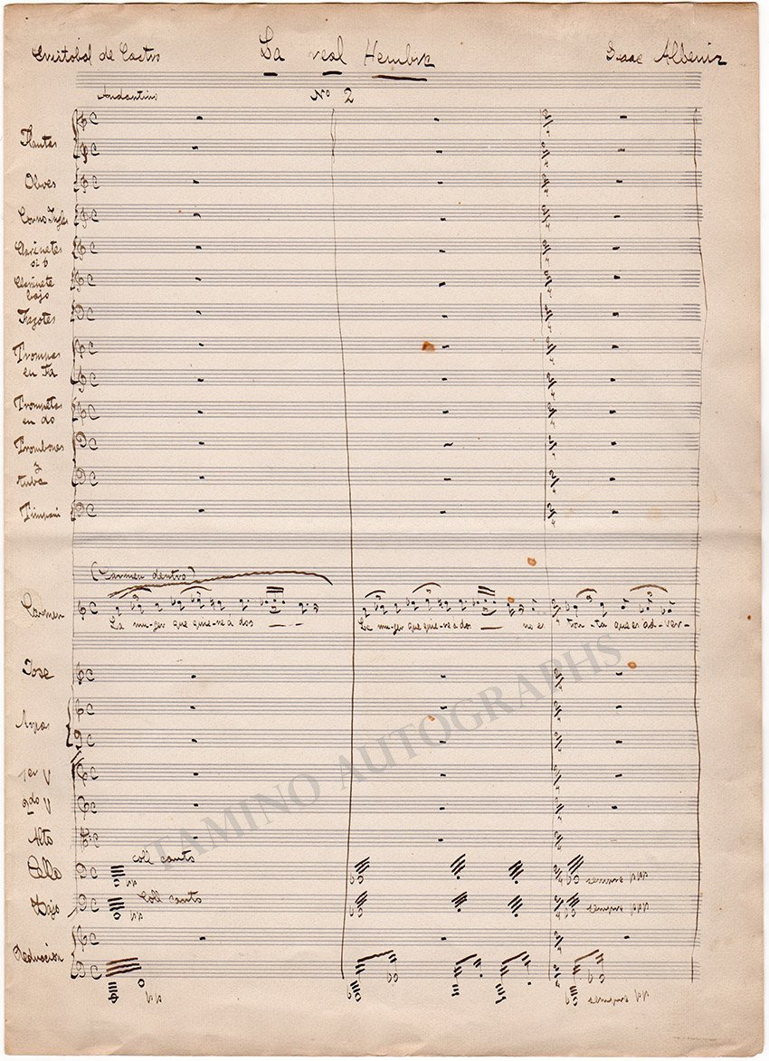 Albeniz, Isaac - Large Autograph Page Score - Tamino