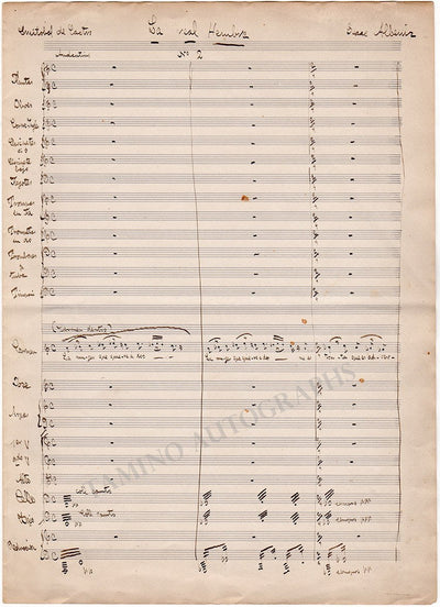 Albeniz, Isaac - Large Autograph Page Score