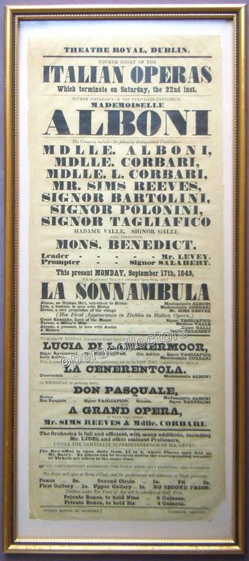 Alboni, Marietta - Opera Playbill 1849