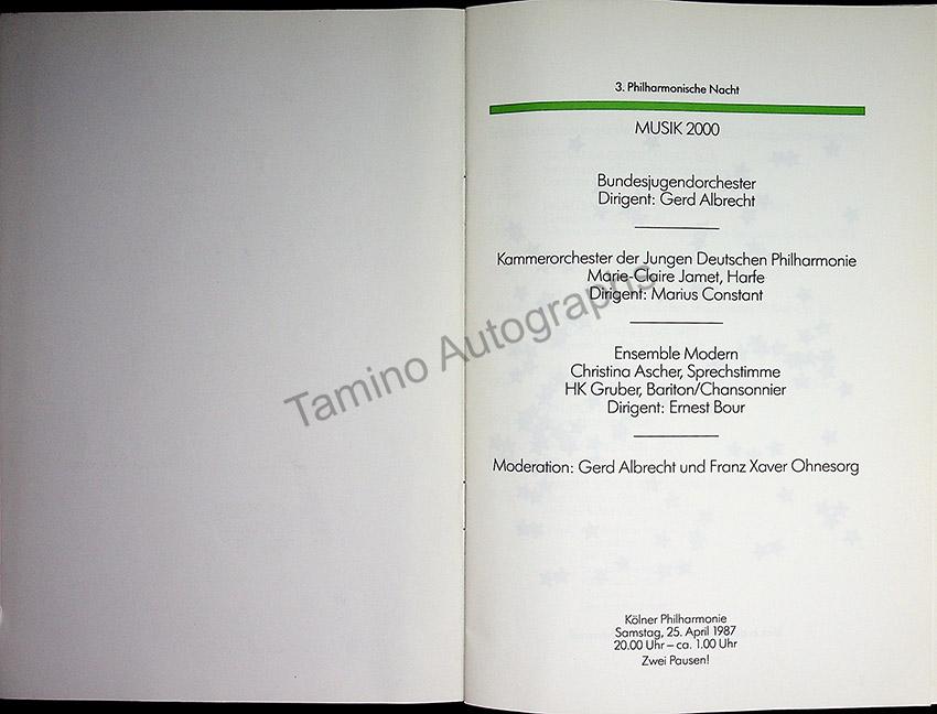 Albrecht, Gerd - Signed Program Cologne 1987 - Tamino