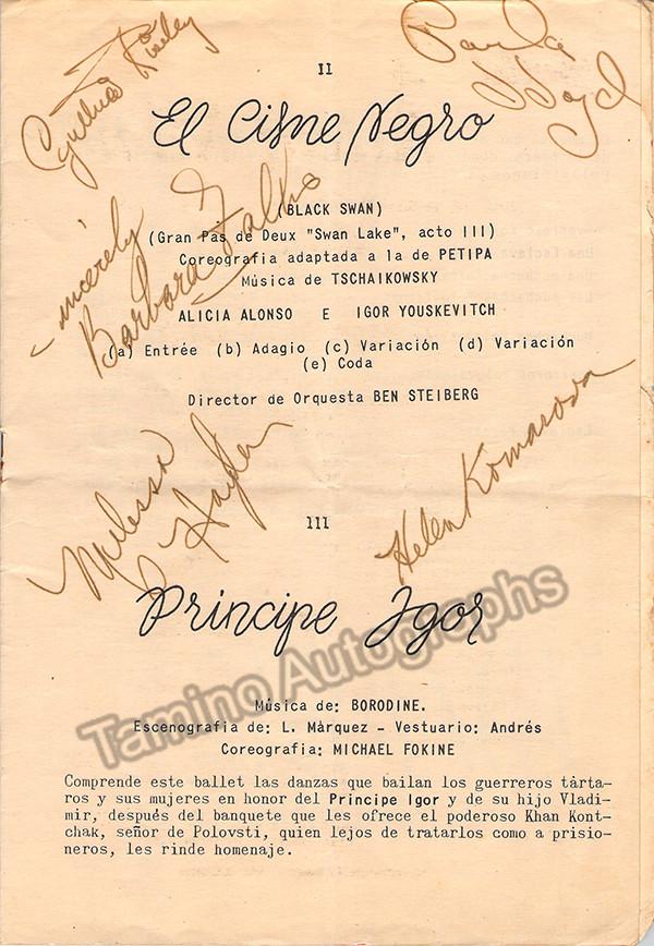 Alonso, Alicia - Signed Program 1948 - Tamino