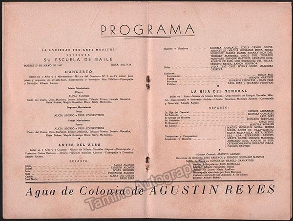 Alonso, Alicia - Youskevitch, Igor & Others - Signed Program Havana 1947 - Tamino