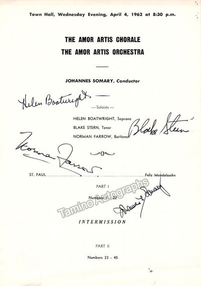 Amor Artis Chorale & Orchestra - Signed Program 1962